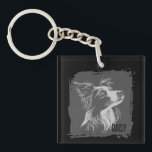 Customizable Pet Dog Portrait  Keychain<br><div class="desc">Celebrate your favorite furry friend with this custom pet portrait keychain. Set against a modern, distressed-edge background this high-quality charm is the perfect memorial or daily accessory for dog lovers. Whether it's for a birthday, holiday, or a "just because" gift, this durable and stylish key ring keeps your pet close...</div>