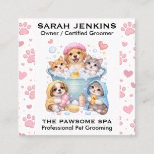 Customizable Pet Grooming Business Card 