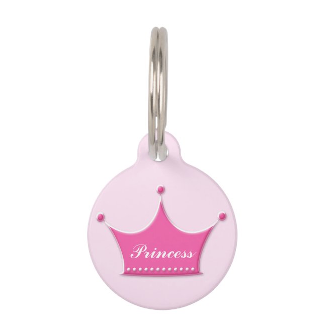 Customizable Pet ID Tag - Princess Crown Design. (Front)