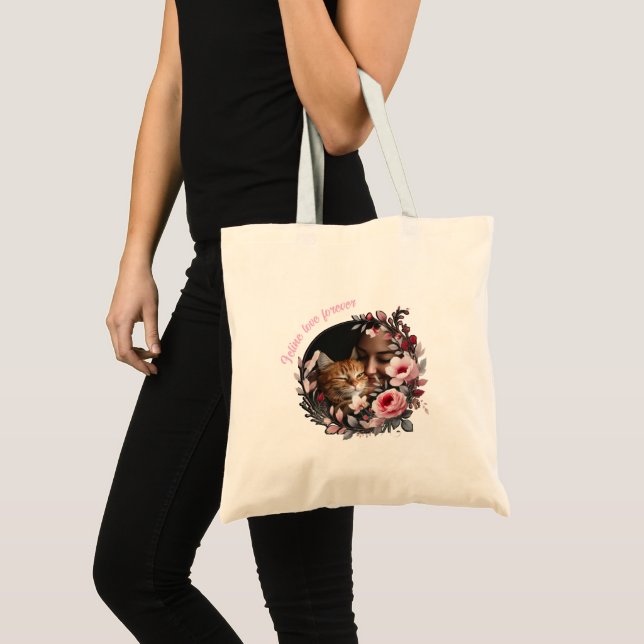 Customizable Pet Lover Tote Bag with Floral Frame (Front (Product))