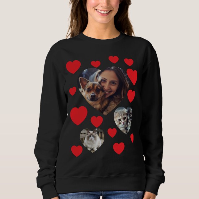 Customizable Pet Lover's Sweatshirt with Red Heart (Front)