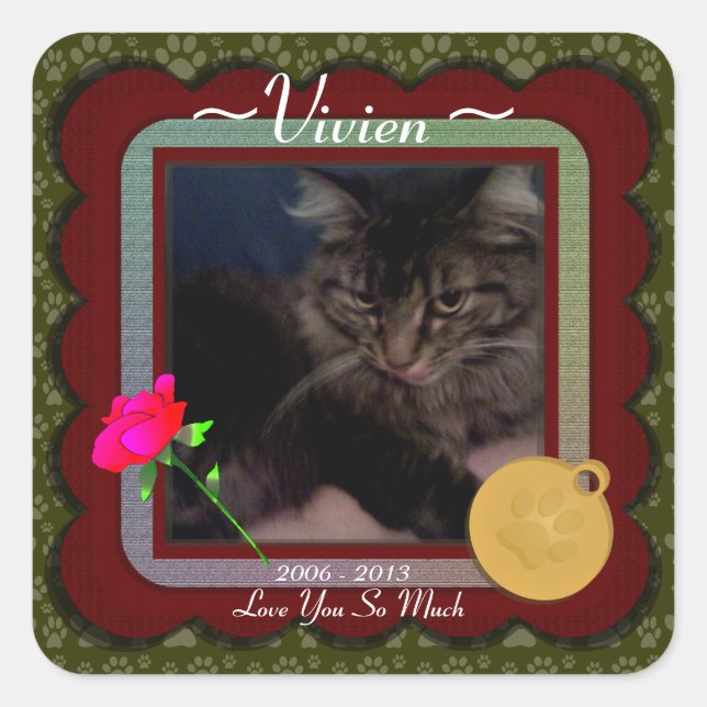 Customizable Pet Memorial  Square Sticker (Front)
