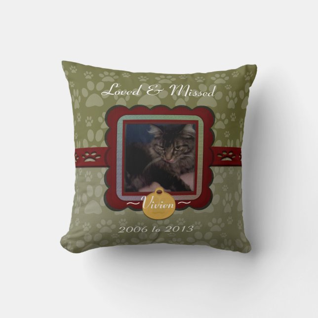 Customizable Pet Memorial  Throw Pillow (Front)