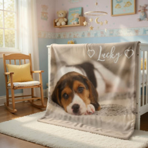 Customizable Pet Photo and Name Fleece Blanket