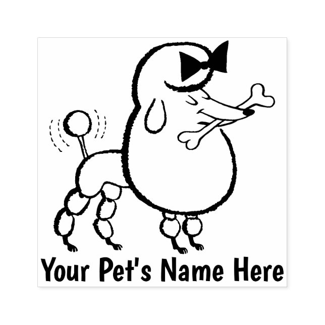 Customizable Pet Poodle Rubber Stamp (Imprint)