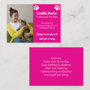 Customizable Pet Sitter Business Card with Photo 