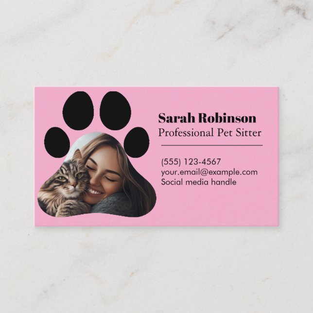 Customizable Pet Sitter Business Card with Photo  (Front)