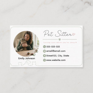 Customizable Pet Sitter Business Card with Photo