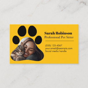 Customizable Pet Sitter Business Card with Photo 