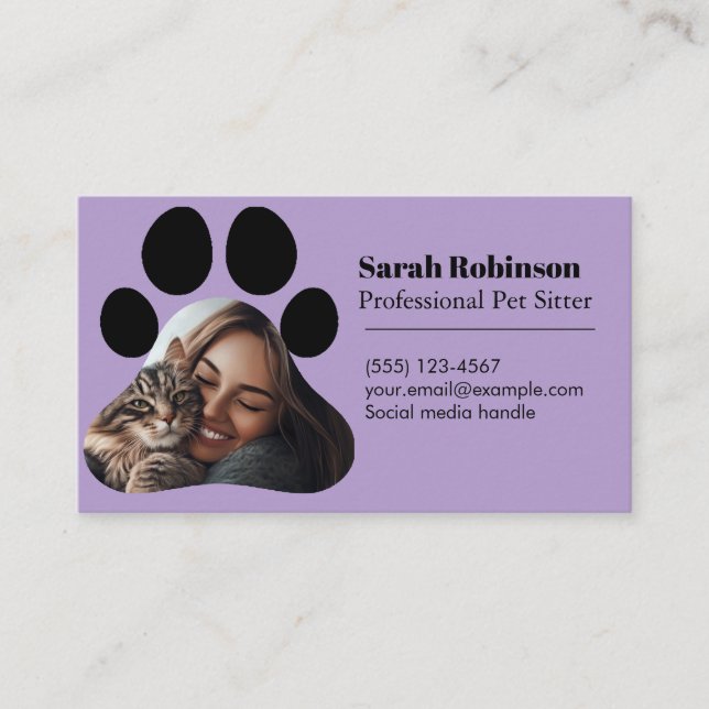 Customizable Pet Sitter Business Card with Photo  (Front)