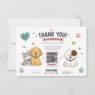 Customizable Pet Sitter Thank You Card Cute Design