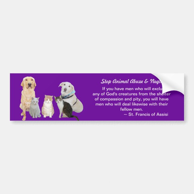 Customizable Pets & St. Francis Quote Bumper Sticker (Front)