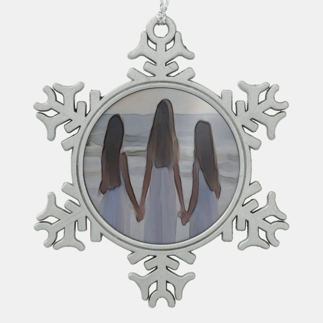 Customizable Pewter Snowflake Ornament (Front)