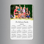 Customizable Photo and Name 2025 Calendar Magnet<br><div class="desc">Personalize a 2025 calendar magnet with the people you love. Replace the sample photo and name with your own in the sidebar. The custom text is in a modern black script font. Below it is a small black calendar on a white background. Makes a great custom stocking stuffer. Calendar design...</div>