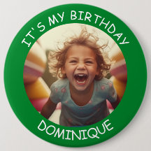 Customizable Photo and Name Birthday Button