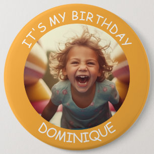 Customizable Photo and Name Birthday Button