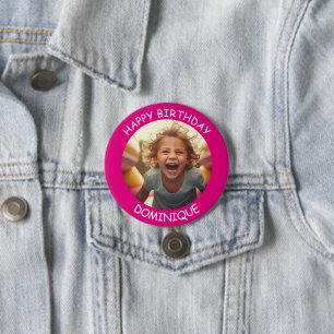 Customizable Photo and Name Birthday Button