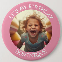 Customizable Photo and Name Birthday Button