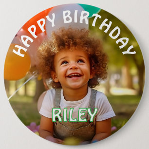 Customizable Photo and Name Birthday Button