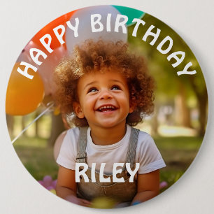Customizable Photo and Name Birthday Button