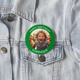 Customizable Photo and Name Birthday Button