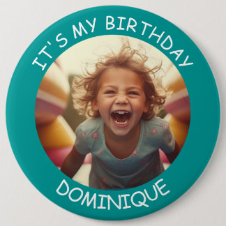 Customizable Photo and Name Birthday Button
