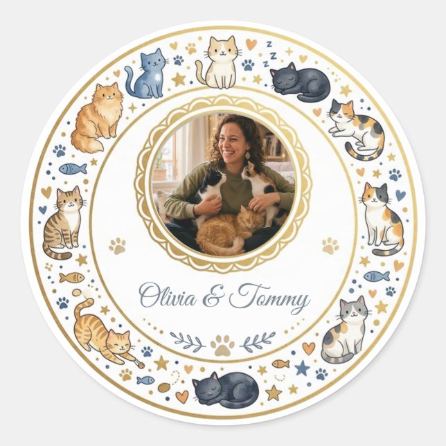 Customizable Photo Cat Breed Stickers  (Front)