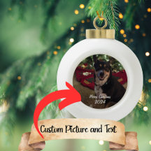 Customizable Photo Christmas Ceramic Ball Ornament