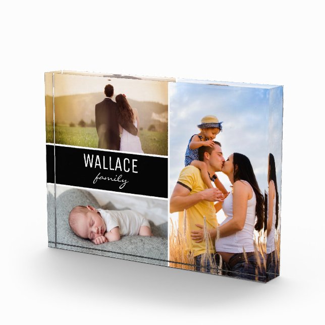 Customizable Photo Collage Family Script Keepsake (Right)