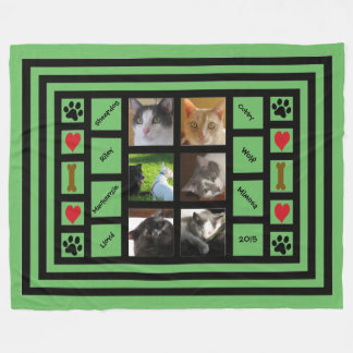 Customizable Photo Collage/Instagram Style Green Fleece Blanket