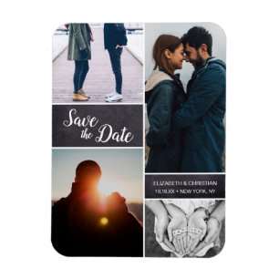 Customizable Photo collage Wedding Save the date Magnet