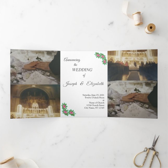 Customizable Photo Floral Wedding Invitation (Inside)