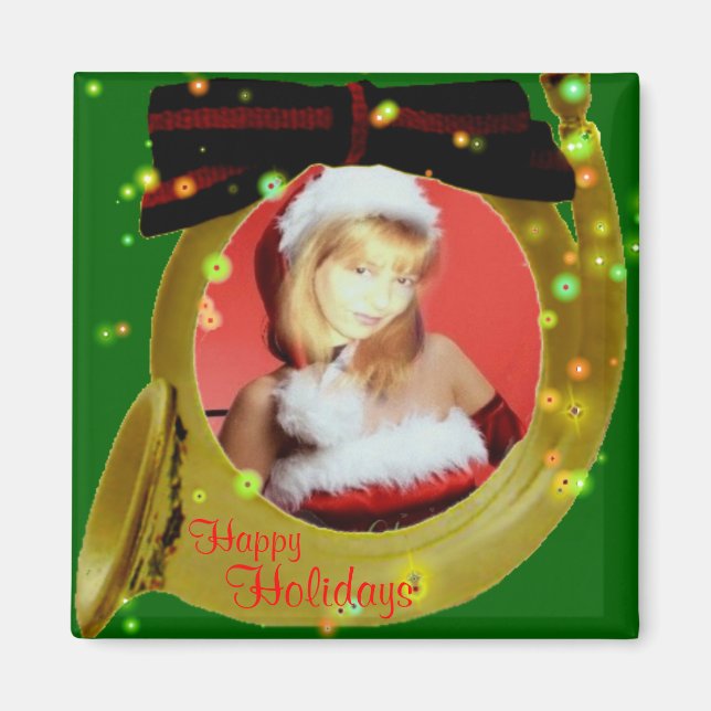 Customizable Photo Frame Christmas Magnet (Front)
