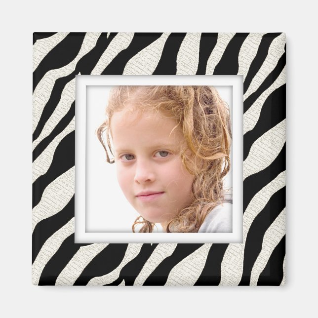 Customizable Photo Frame Zebra Print Magnet (Front)