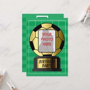 Customizable photo golden soccer ball  invitations