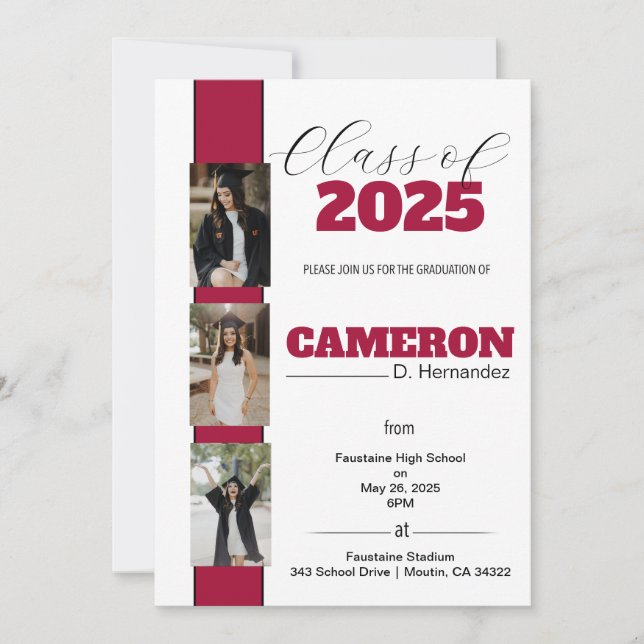Customizable Photo Graduation Invitation (Front)
