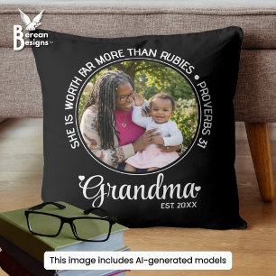 Customizable Photo GRANDMA ESTABLISHED Throw Pillow