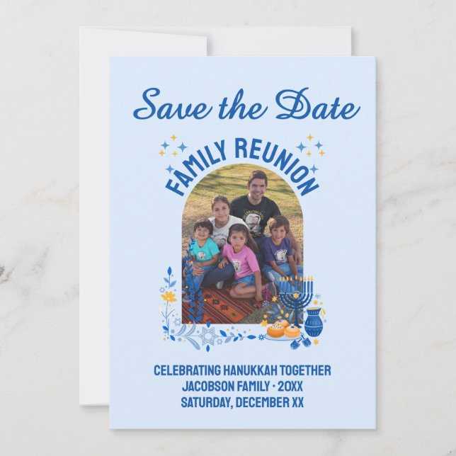 Customizable Photo HANUKKAH FAMILY REUNION Save The Date (Front)