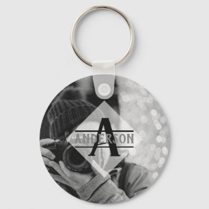 Customizable PHOTO Monogram Gifts Modern Keychain