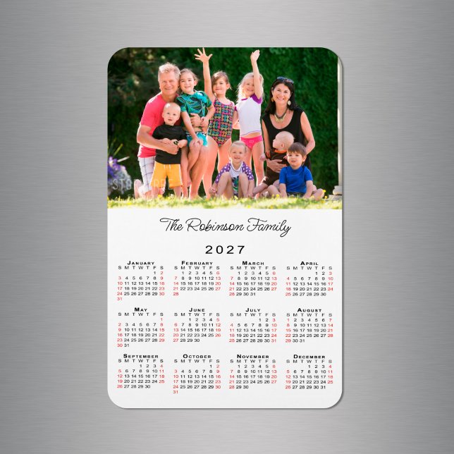 Customizable Photo Name 2027 Calendar Magnet (Customizable Photo Name 2027 Calendar Magnet in situ)