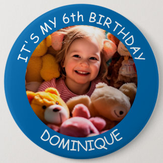 Customizable Photo, Name And Age Birthday Button