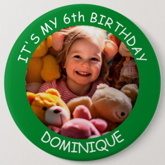 Customizable Photo, Name And Age Birthday Button