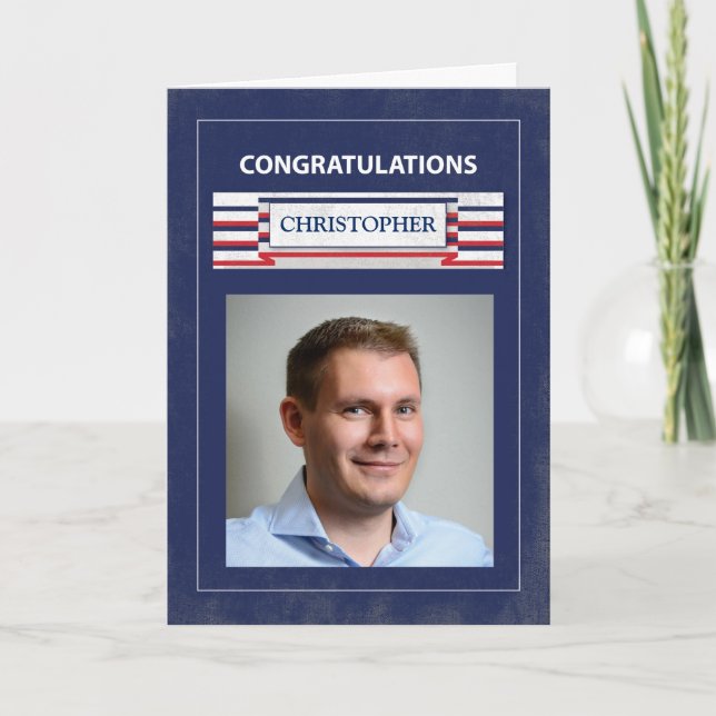 Customizable Photo, Name Fire Fighter Graduate Card (Front)