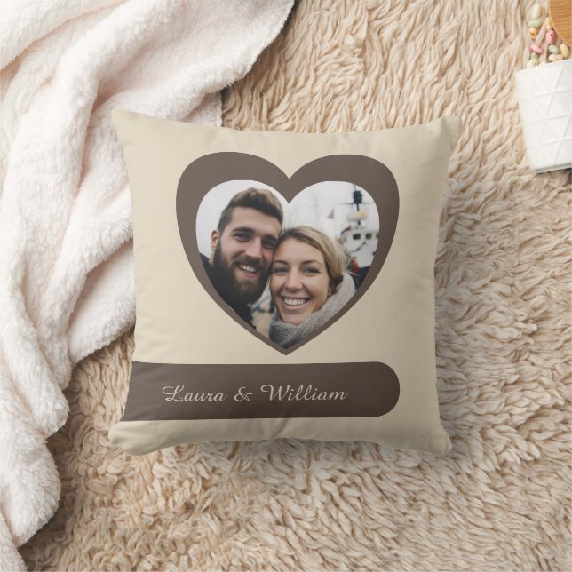 Customizable Photo & Name Heart Stripes  Pillow (Blanket)