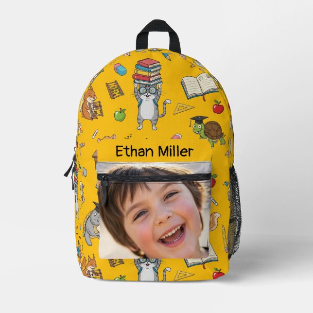 Customizable Photo & Name Kids Back-to-School Prin Printed Backpack (Front)