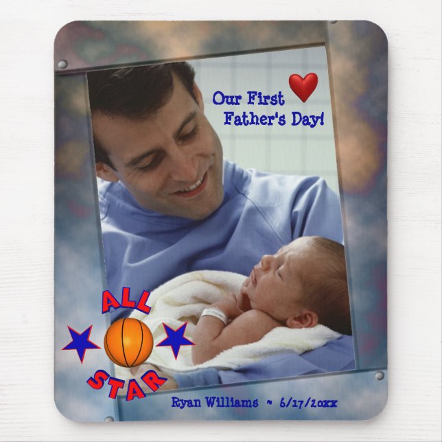 Customizable Photo Our First Fathers Day Mousepad (Front)