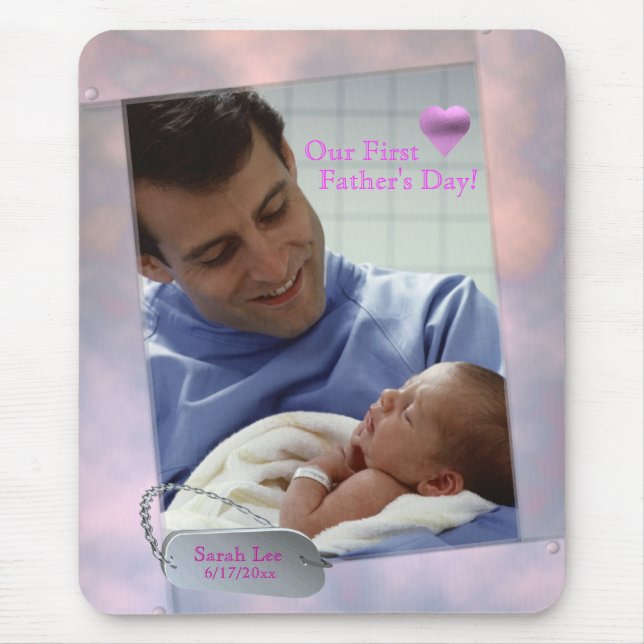 Customizable Photo Our First Fathers Day Mousepad (Front)