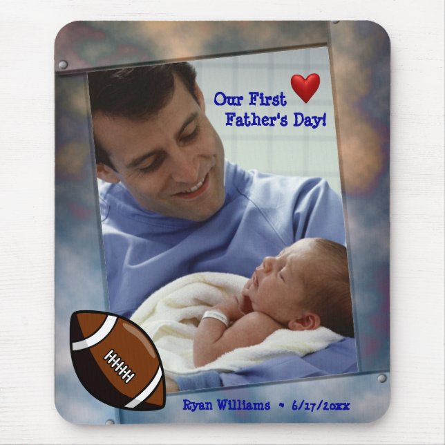 Customizable Photo Our First Fathers Day Mousepad (Front)