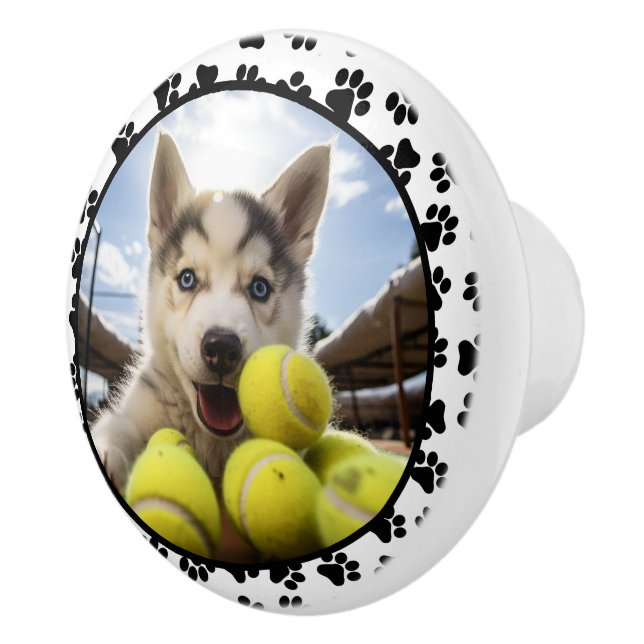 Customizable photo Paw-trait Perfection Ceramic Knob (Right)