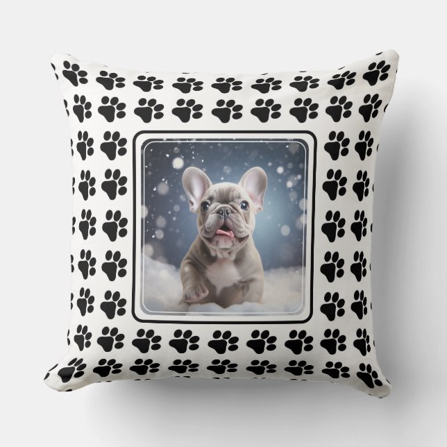 Customizable photo Paw-trait Perfection Throw Pillow (Front)